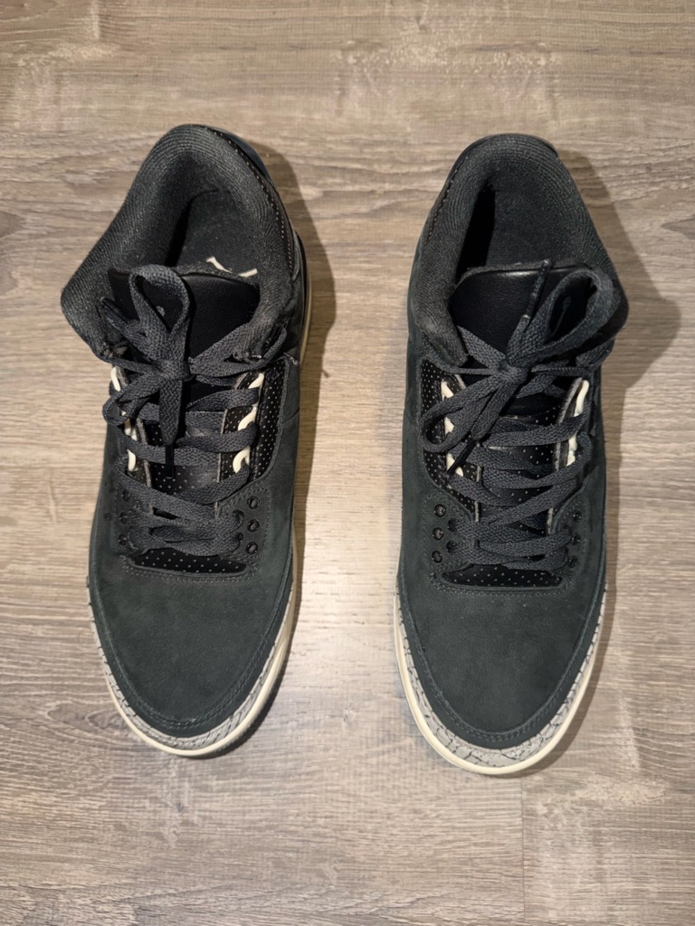 Jordan Women's Black Suede Athletic Sneakers with Cream Accents